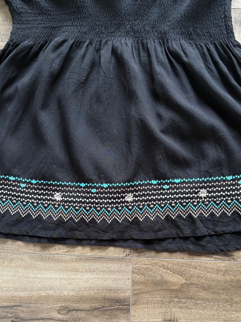 le chateau Black Mini Dress with Turquoise & Embroidery Size Medium - Picture 5 of 7